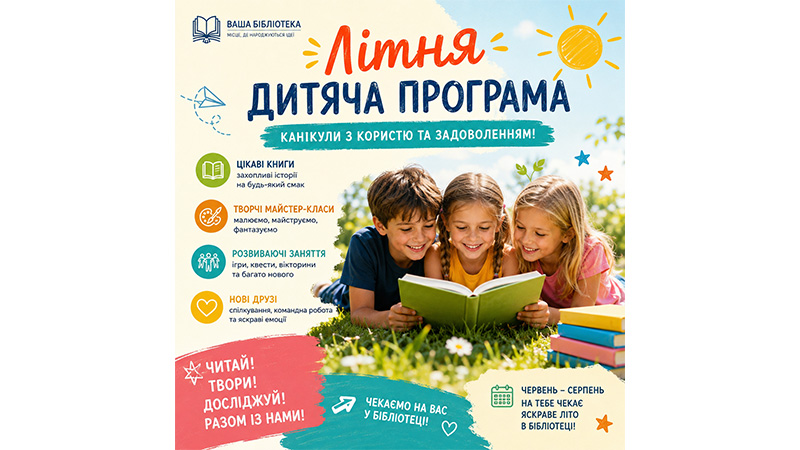 Ви зараз переглядаєте Бібліотека Чижевського запрошує до участі в яскравій Програмі літнього відпочинку «Будь на часі з бібліотекою!»
